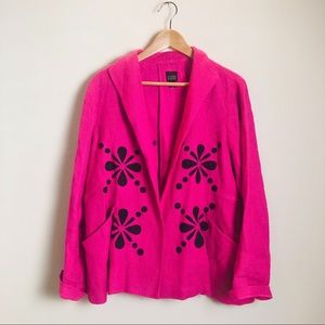 Eileen Fisher Linen Pink Floral Blazer